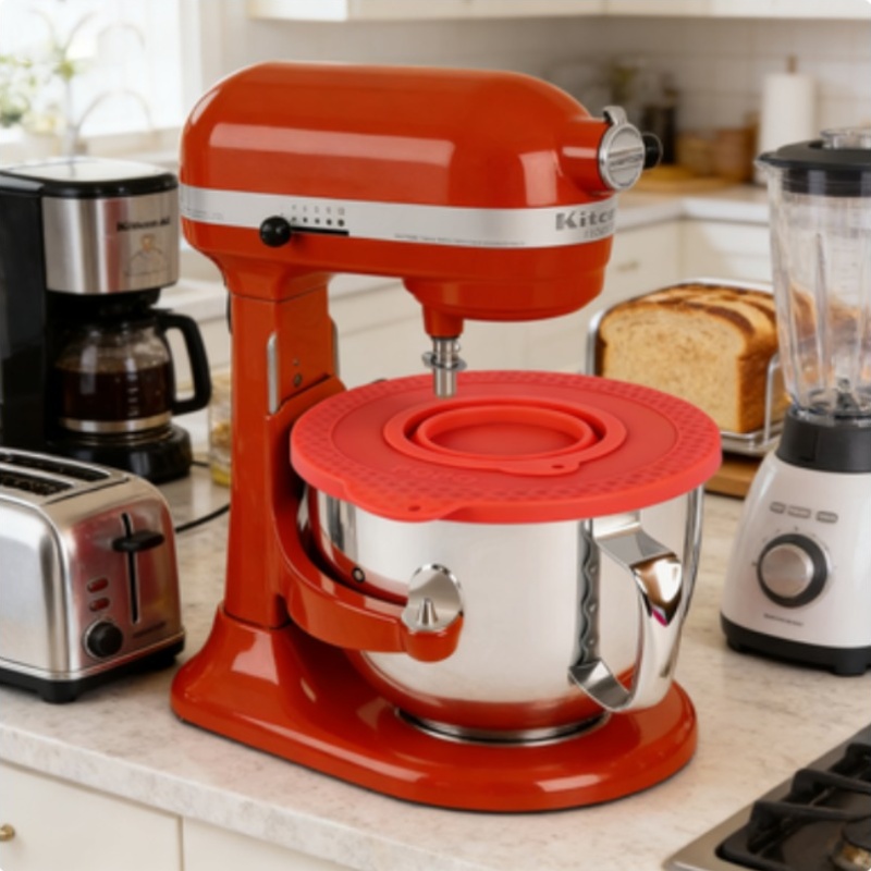 Kitchen Aid Baking Mixer - シリコン製ミキサーボウルカバー キッチンエイド4.5～5クォートティルトヘッドスタンドミキサー対応 気密蓋付き折りたたみ式小型ボウル