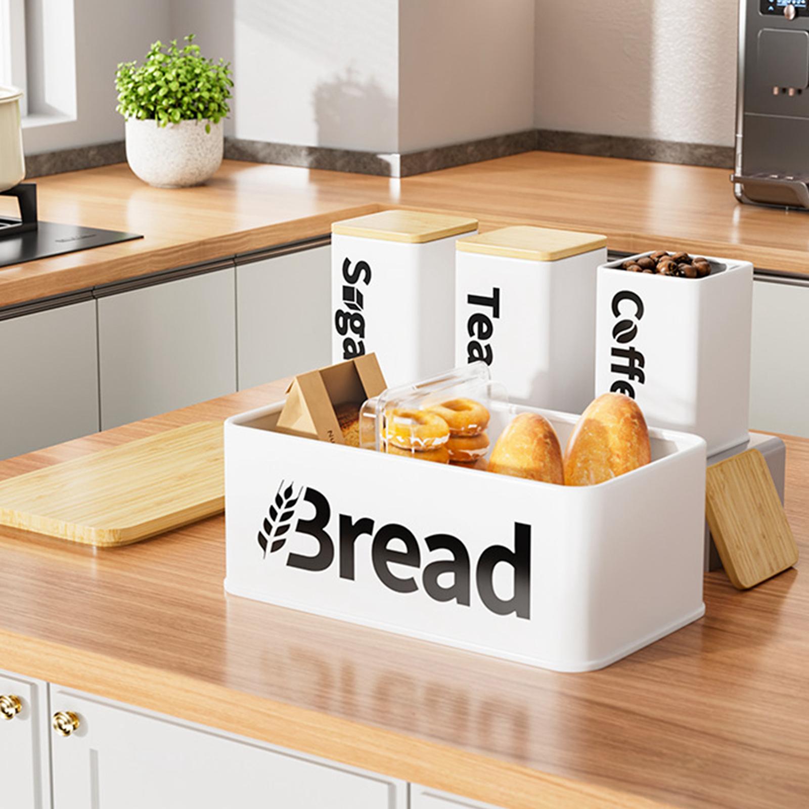 Kitchen Baking Canisters - 鉄製竹模様パン収納ボックスオーガナイザー、焼き菓子ホルダー、パンケース収納容器セット（家庭用キッチン向け）