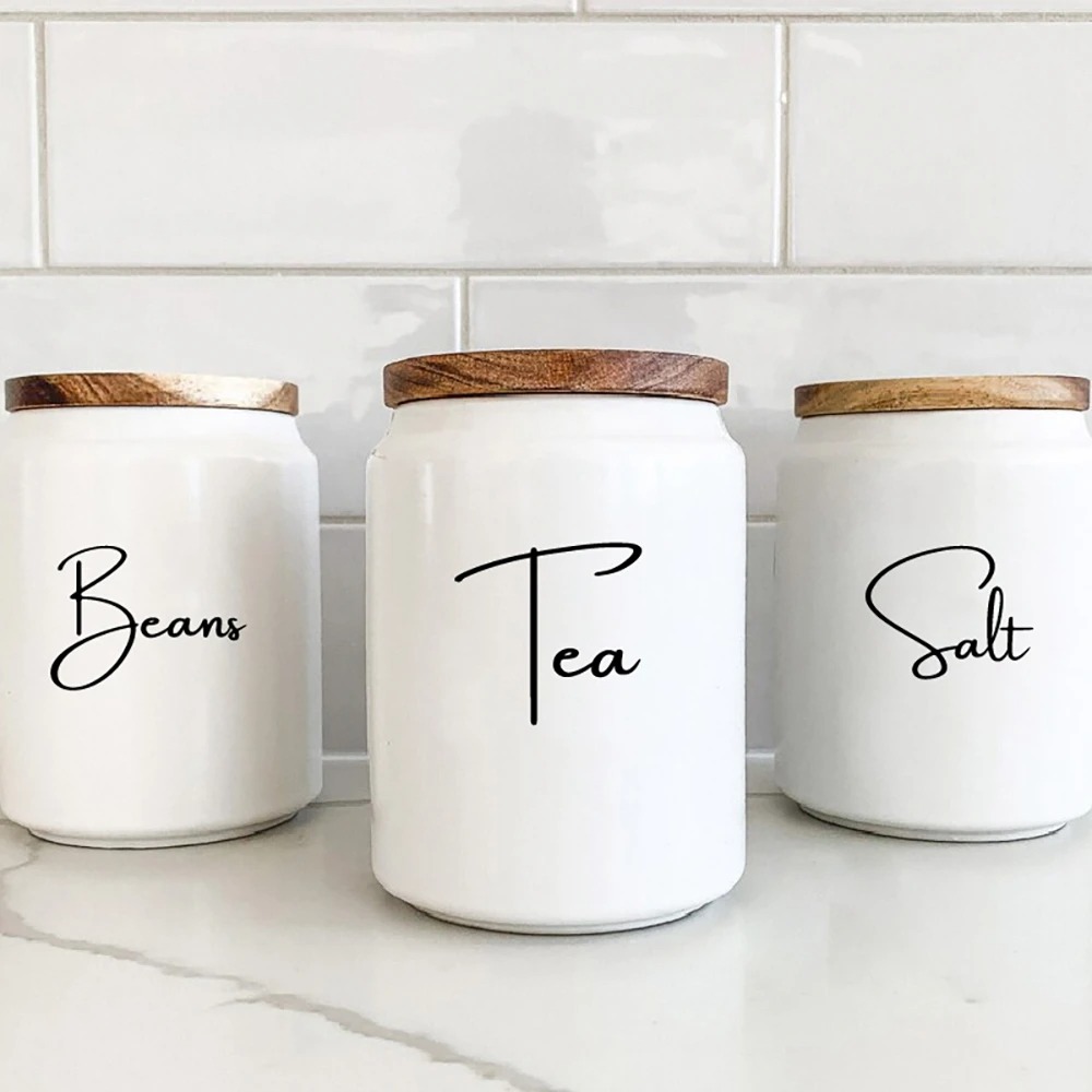 Kitchen Baking Canisters - キッチン整理用キャニスタージャーラベルステッカー 防水デカール ティー コーヒー 砂糖 ベーキングソルト