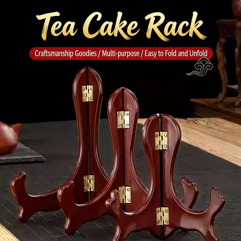 Kitchen Baking Rack - 1pc ヴィンテージ木製ディッシュディスプレイラック カーブデザイン 手作り 折りたたみ式イーゼルプレート ティーケーキスタンド