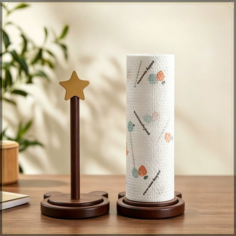 Kitchen Baking Paper Holder - 木製クリエイティブデザインキッチンペーパータオルホルダー多機能キッチンラップペーパーロール収納ラックティッシュオーガナイザー