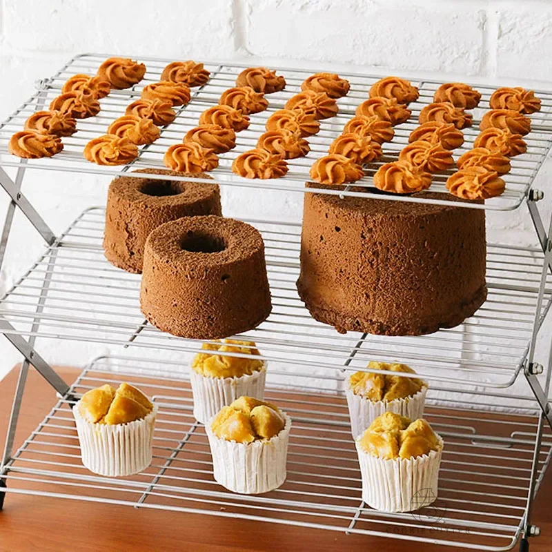 Kitchen Baking Rack - 折りたたみ式多層ケーキ冷却ラックノンスティック放熱ペストリーベーキングツール省スペースキッチンアクセサリー