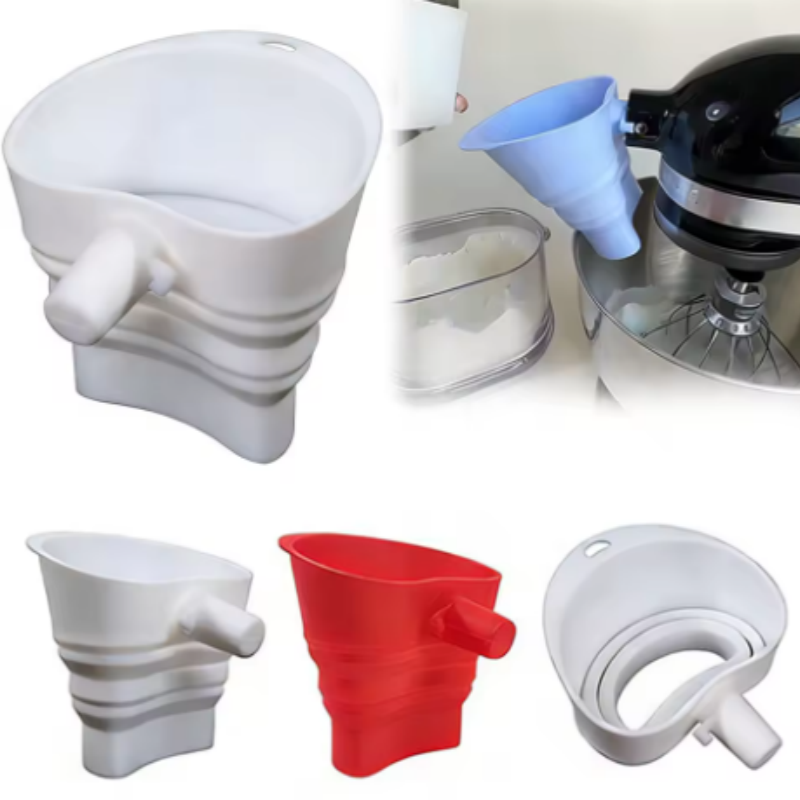 Kitchen Aid Baking Mixer - 1/3個入りシリコン製小麦粉漏斗 キッチンベーキング補助器具 スタンドミキサー用 折りたたみ式小麦粉漏斗アタッチメント 食洗機対応