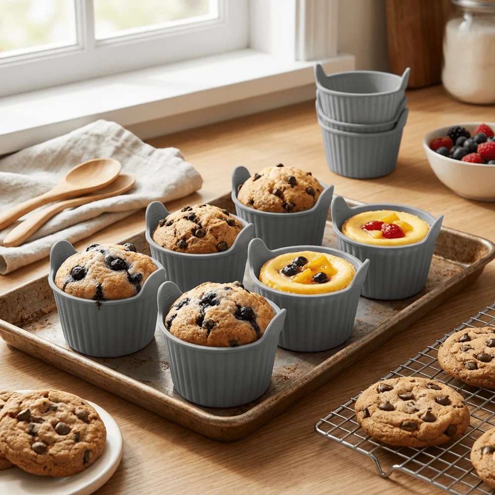 6個入りシリコンエアフライヤー型 DIYカップケーキベーキン - Kitchen Pro Baking Tray のレビューと価格