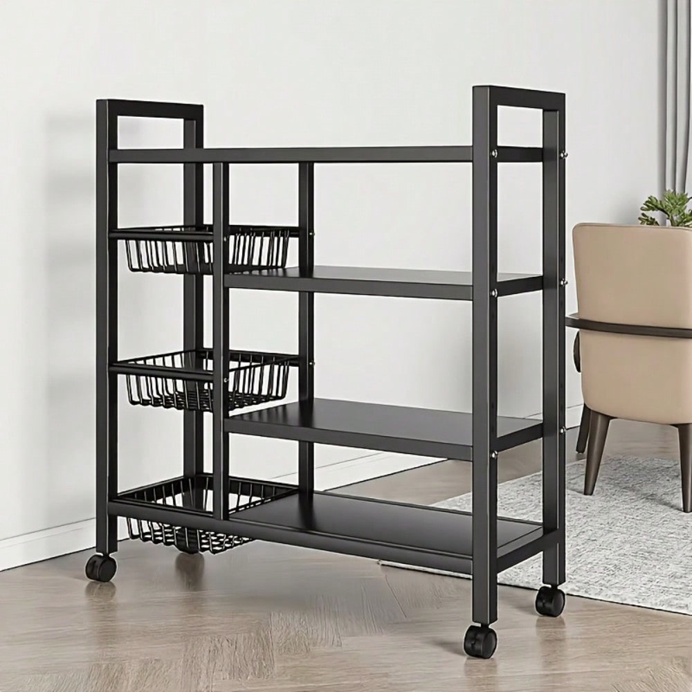 可動式キッチン収納ラック（大型メタルメッシュバスケットと電子 - Kitchen Baking Pantry のレビューと価格