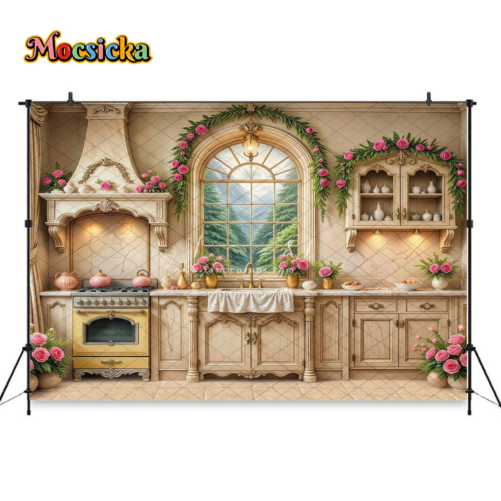 Mocsicka 背景写真撮影用 レトロコテージキッチン ピ - Kitchen Baking Photoshoot のレビューと価格