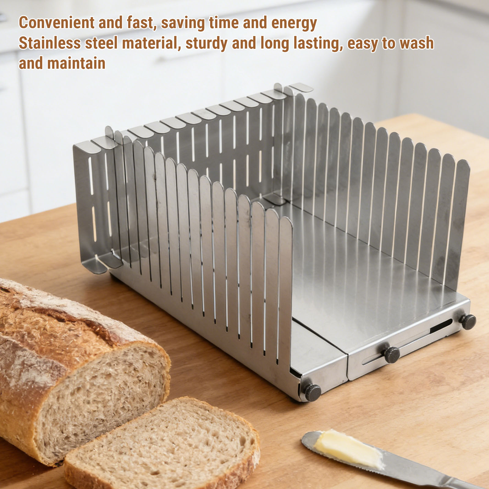 パン切りガイド ステンレス製 自家製パンの切り分け補助ツール - Commercial Kitchen For Baking のレビューと価格