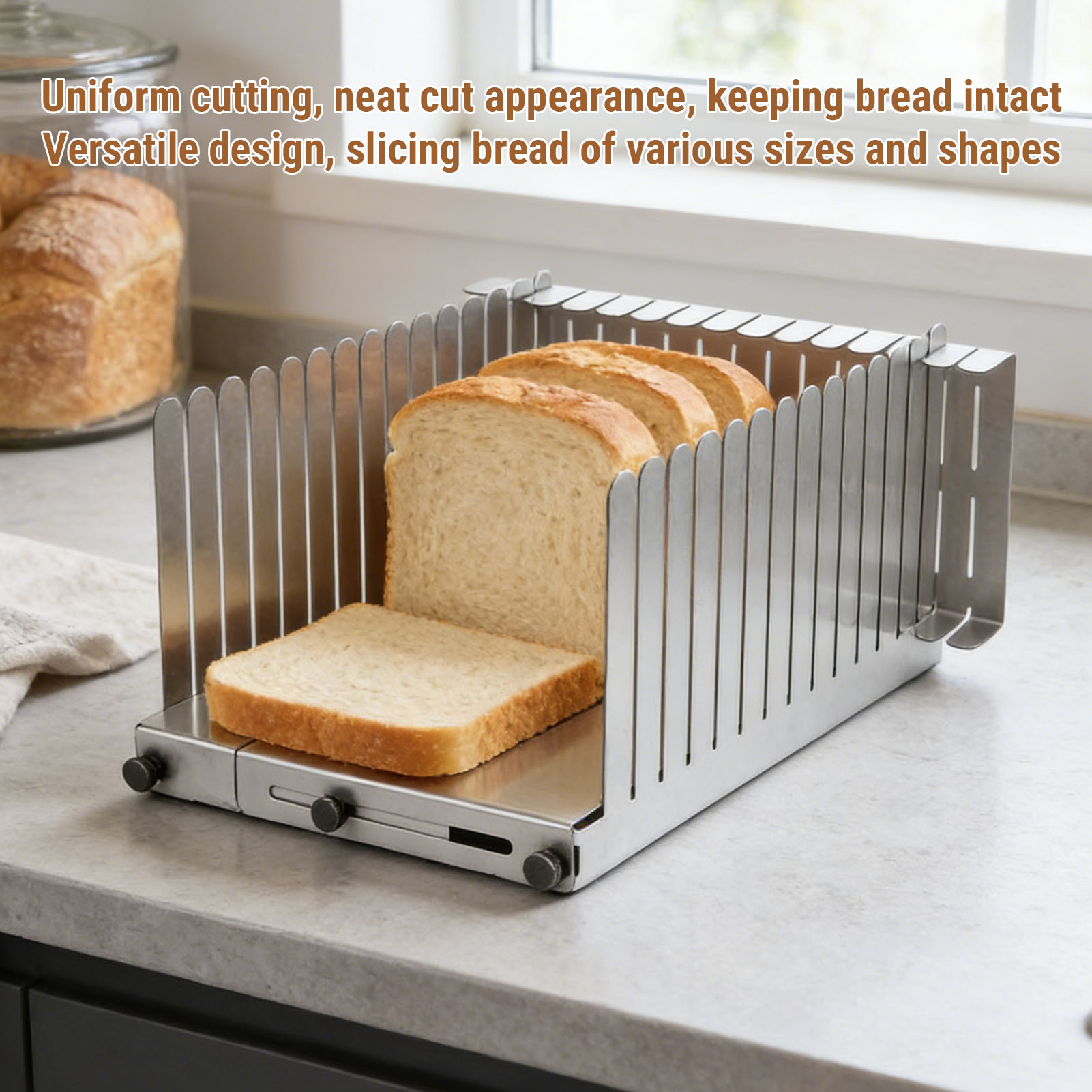 パン切りガイド ステンレス製 自家製パンの切り分け補助ツール - Commercial Kitchen For Baking のレビューと価格