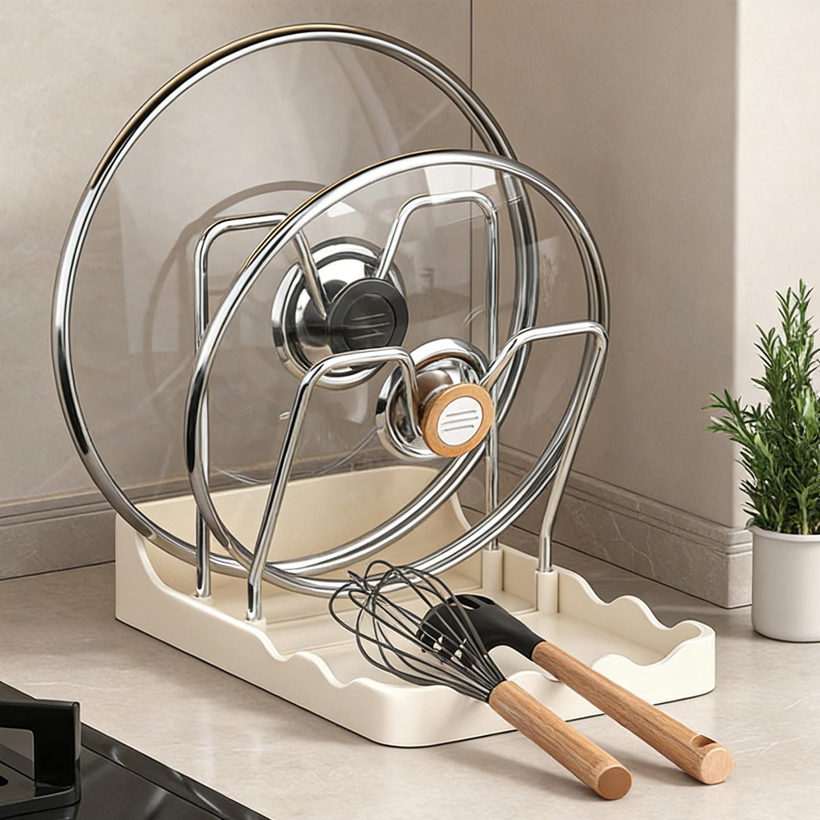 鍋蓋オーガナイザー 垂れ下がり式スプーン収納棚 ドリップトレ - Kitchen Baking Pantry のレビューと価格