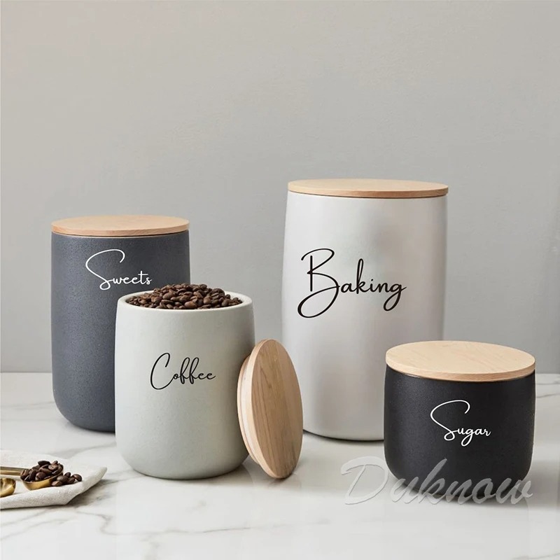キッチン整理用キャニスタージャーラベルステッカー 防水デカー - Kitchen Baking Canisters のレビューと価格