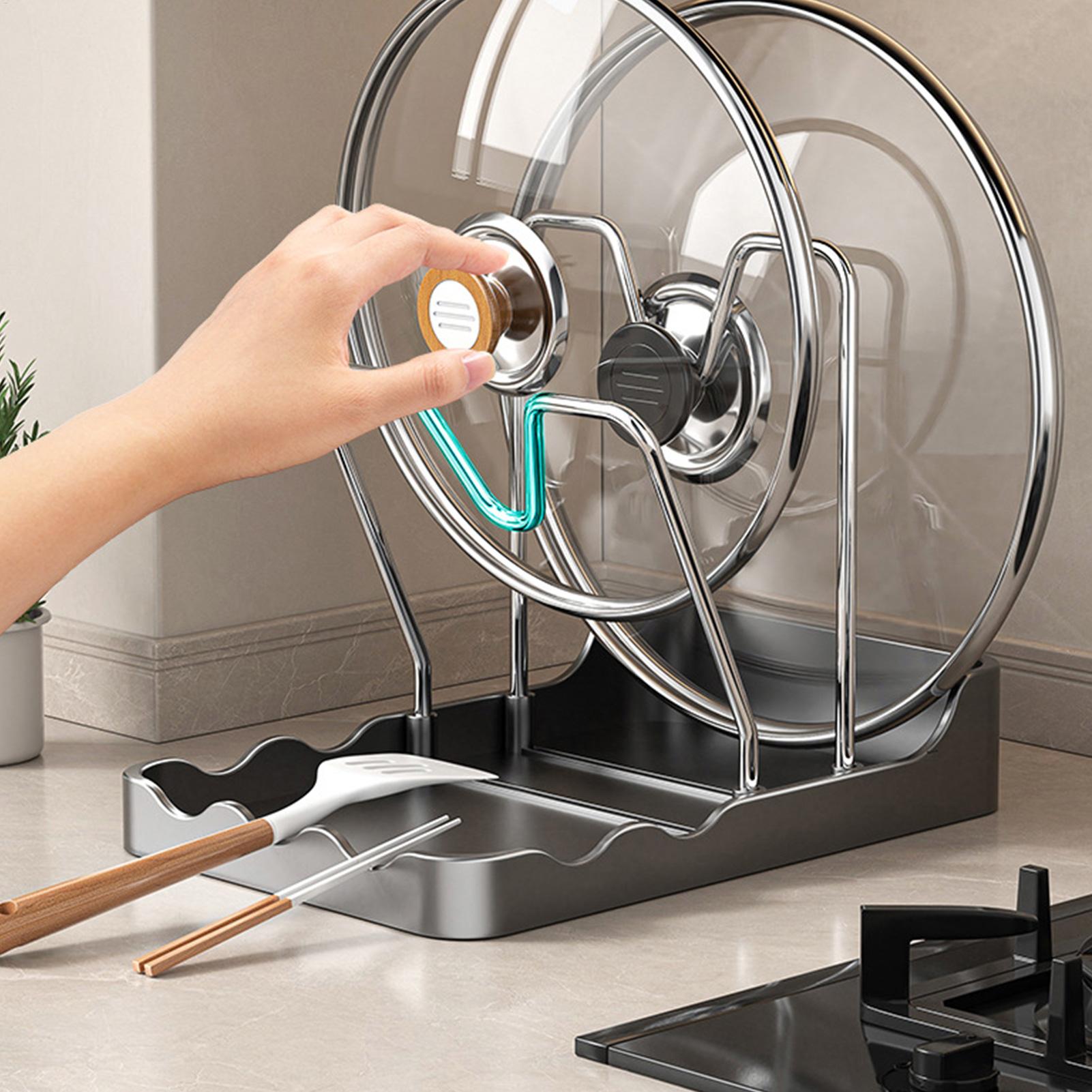 鍋蓋ラック 縦型 スプーン乾燥棚 水切りトレイ付き ステンレ - Kitchen Baking Pantry のレビューと価格