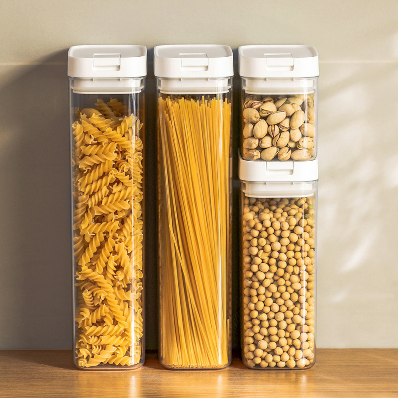 パスタ収納ボックス透明プラスチック穀物シールタンクスパゲッテ - Kitchen Bank のレビューと価格