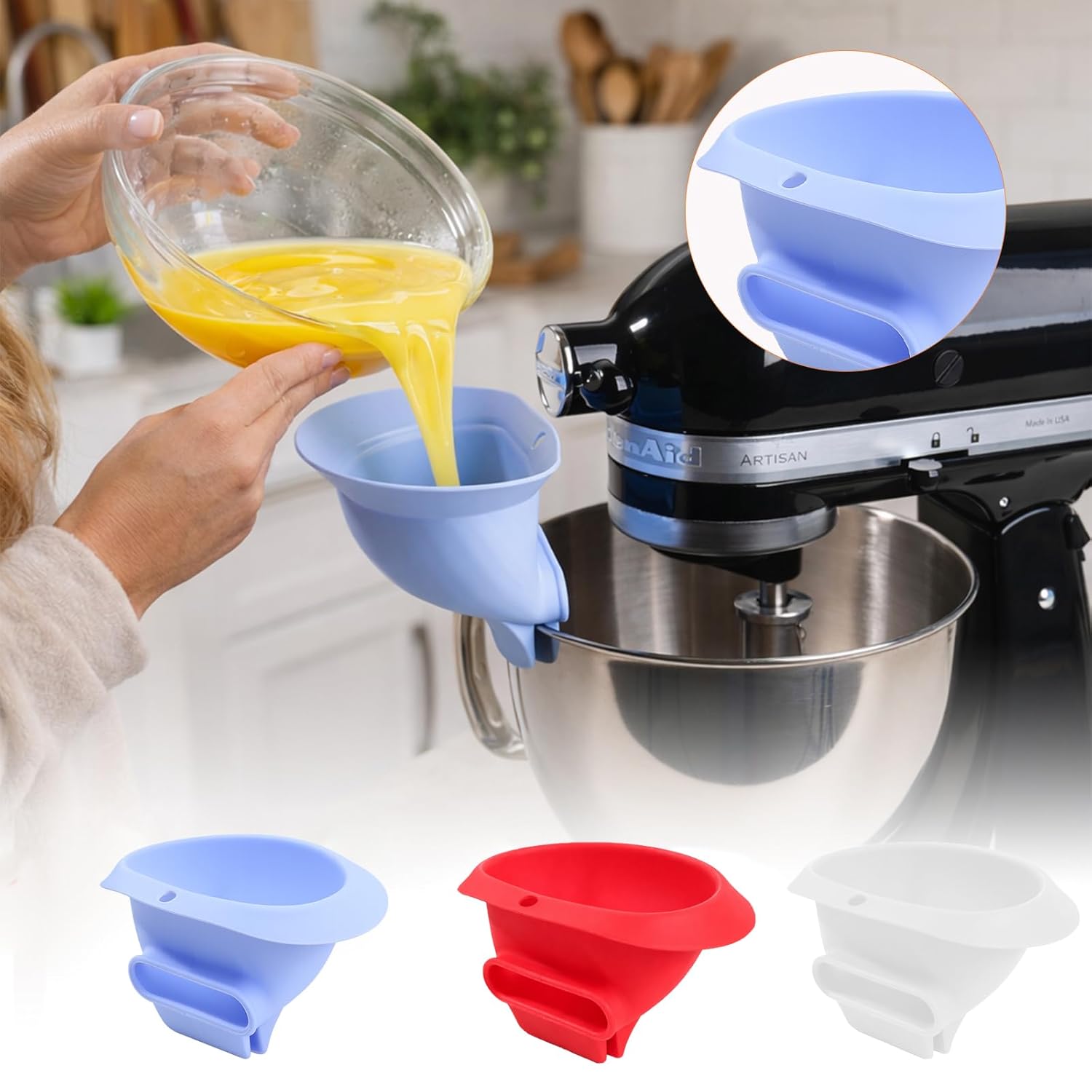 キッチンエイドミキサー用シリコン製小麦粉漏斗、青色小麦粉追加 - Kitchen Aid Baking Bread のレビューと価格