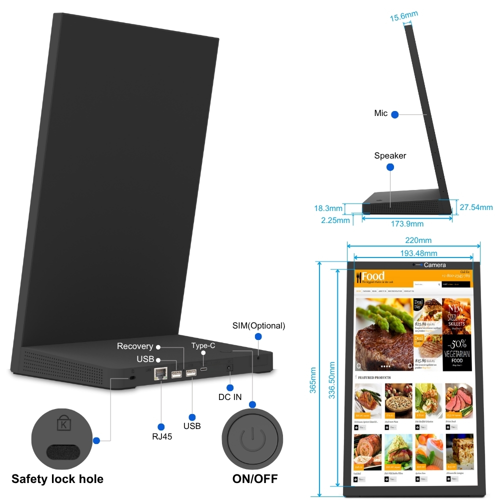 デスクトップ型Lタブレットデジタルサイネージタッチスクリーン - Kitchen Bank のレビューと価格