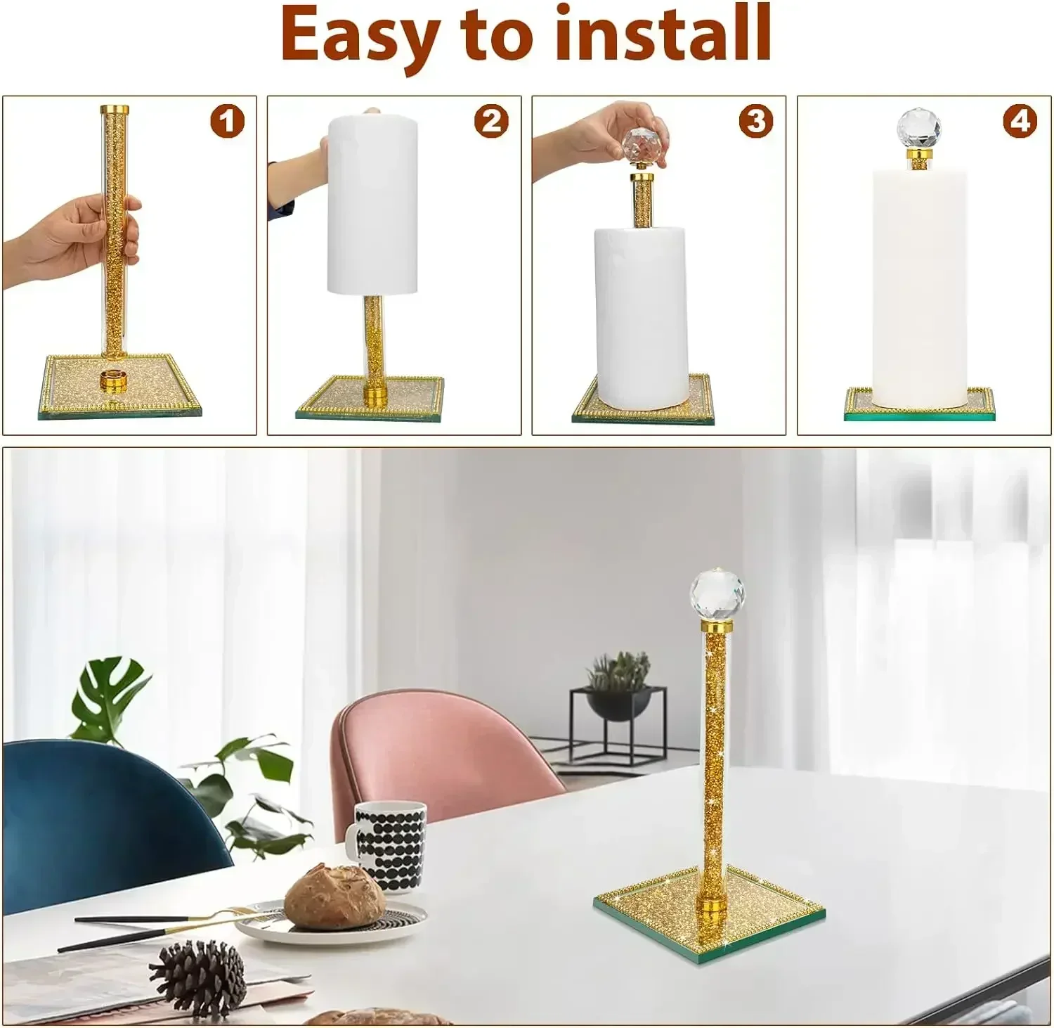 クリスタルペーパータオルホルダースタンドカウンタートップトイ - Kitchen Baking Paper Holder のレビューと価格