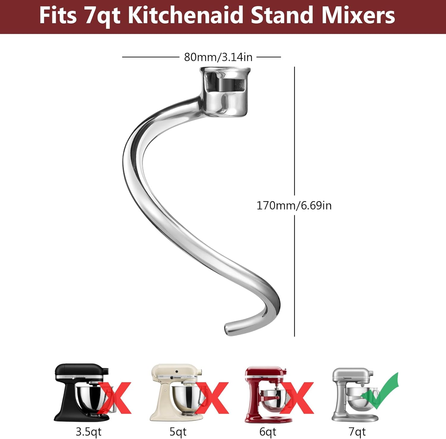 キッチン用ステンレスジャパワードフックアタッチメント,7クォ - Kitchen Aid Baking Bread のレビューと価格