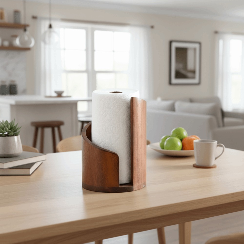 木製キッチンペーパータオルホルダー自立型カウンターナプキンロ - Kitchen Baking Paper Holder のレビューと価格