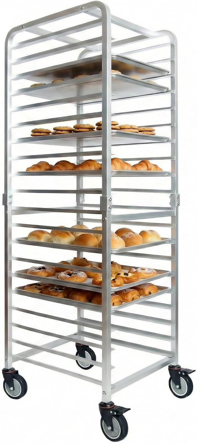 業務用20段ステンレス製シートパンラック（車輪付き）、移動式 - Commercial Kitchen For Baking のレビューと価格