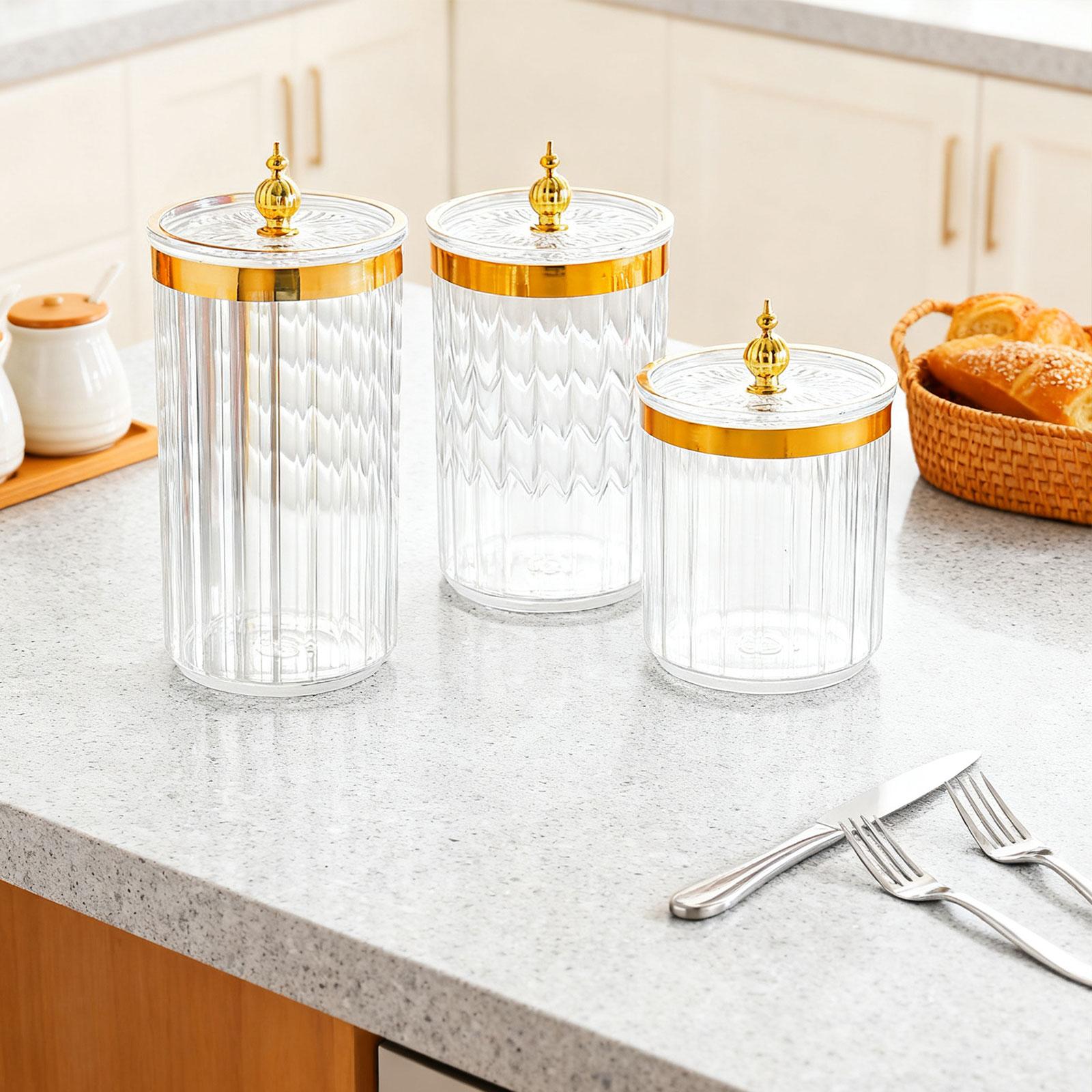 気密性のある透明な保存容器3個セット、蓋付きキャンディー・食 - Kitchen Baking Pantry のレビューと価格