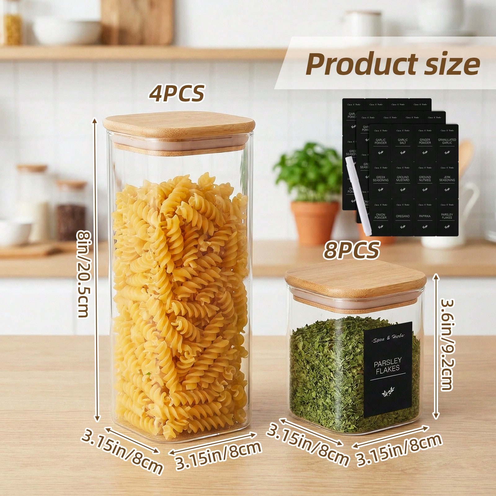 Tomnk 12個入りガラス製食品保存容器（蓋付き）、小麦粉 - Kitchen Baking Canisters のレビューと価格